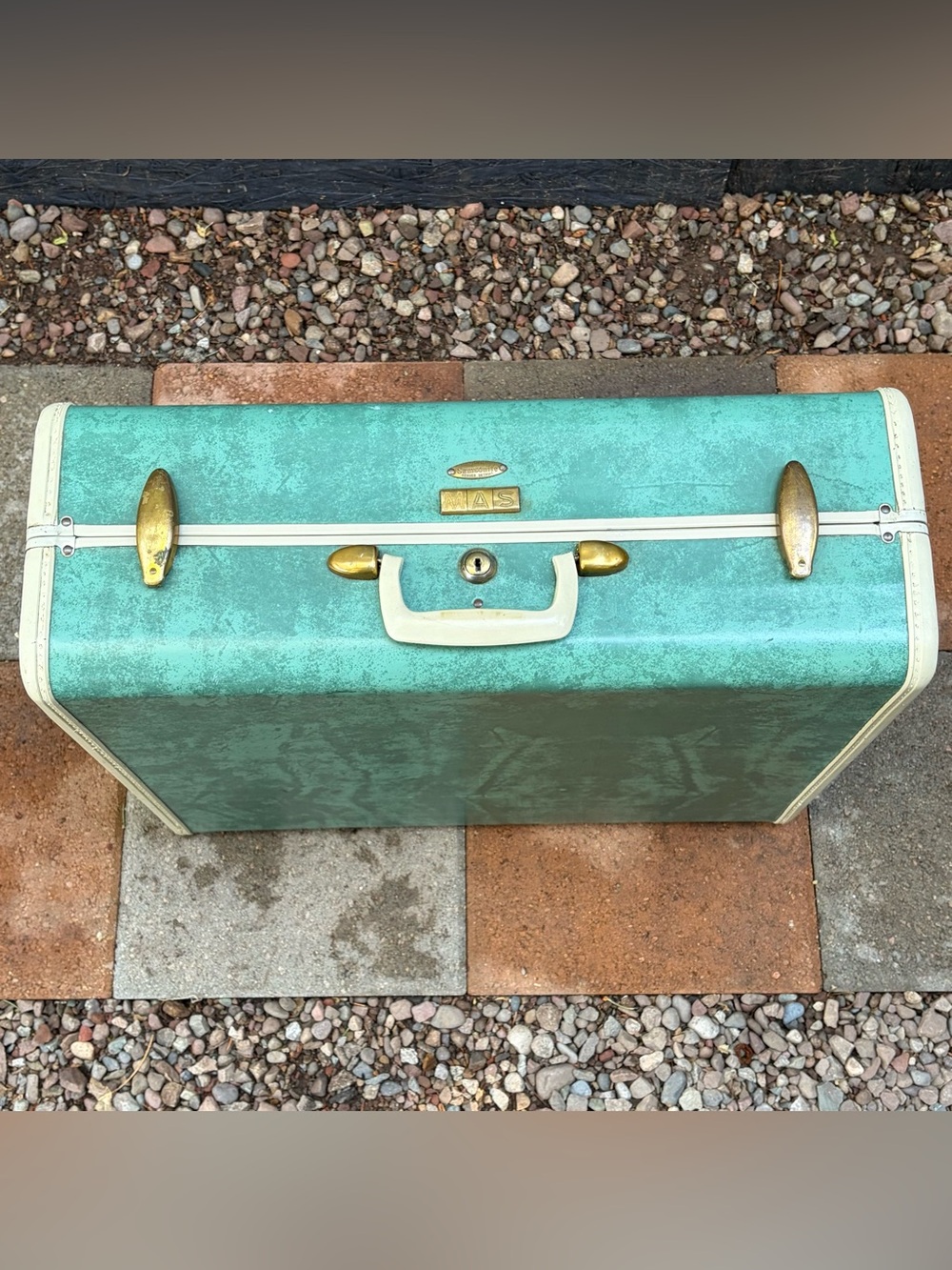 Vintage Samsonite Hardshell Suitcase 1950s Aqua/Teal/Turquoise VTG Retro Grandma - Picture 5 of 16